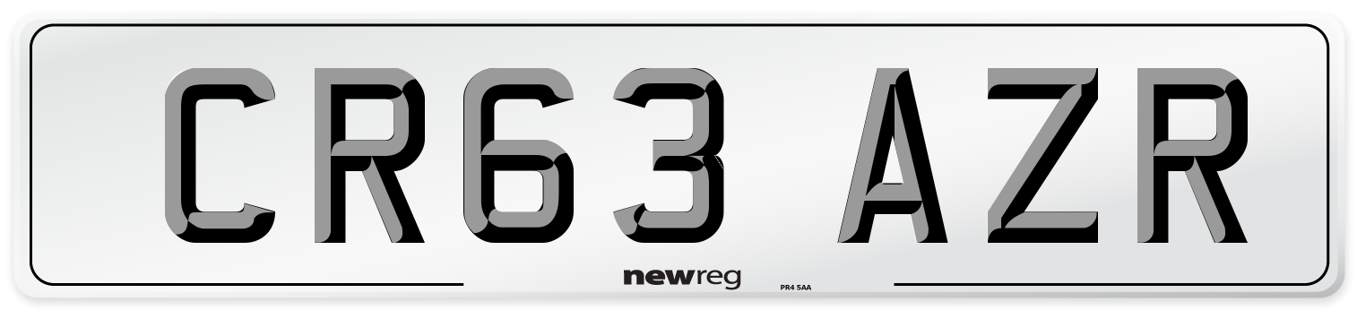 CR63 AZR Number Plate from New Reg